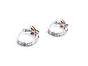Silver Amber Flower Huggie Hoop Earrings