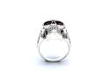 Silver Ornate Red Stone Skull Ring