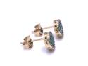 9ct Yellow Gold Emerald & Diamond Stud Earrings