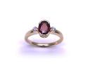 9ct Yellow Gold Garnet & Diamond Ring