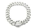 Silver CZ Curb Bracelet 8.5 Inch