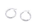 Silver Diamond Cut Hoop Earrings 15mm