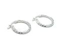Silver Diamond Cut Hoop Earrings 15mm