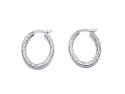 Silver Oval Diamond Cut Hoop Earrings