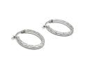 Silver Oval Diamond Cut Hoop Earrings