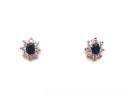 9ct Sapphire & CZ Cluster Stud Earrings