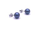 18ct White Gold Black Pearl Studs 8mm
