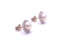 9ct Yellow Gold Pearl CZ Cluster Studs