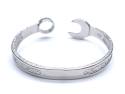 Silver Oval Engraved Spanner Bangle