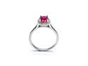 Silver Red & White CZ Oval Halo Ring