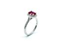 Silver Red & White CZ Oval Halo Ring