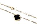 Silver Gold Plated Black Clover Pendant & Chain