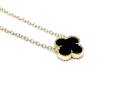 Silver Gold Plated Black Clover Pendant & Chain