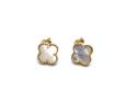 Silver Gold Plated Mother Of Pearl Clover Earrings