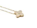 Silver Gold Plated CZ Clover Pendant & Chain