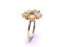 9ct Opal & Diamond Flower Cluster Ring