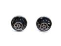 Stainless Steel Black & Blue Cog Cufflinks