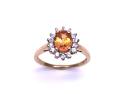9ct Orange Garnet & Zircon Halo Ring