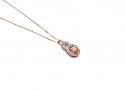 9ct Yellow Topaz & Pendant & Chain