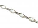 Silver Created Opal Marquise Bracelet