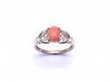 9ct Yellow Gold Coral Solitaire Ring