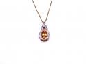 9ct Yellow Topaz & Pendant & Chain