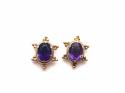 9ct Yellow Gold Amethyst Stud Earrings