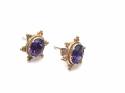 9ct Yellow Gold Amethyst Stud Earrings