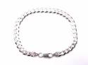 Silver Flat Curb Bracelet 8 inch