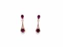 9ct Rose Gold Rhodolite Garnet & Diamond Earrings