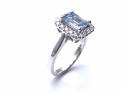 Platinum Aquamarine & Diamond Cluster Ring 0.33ct