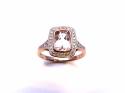 9ct Rose Gold Morganite & Diamond Cluster Ring