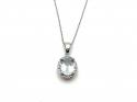 9ct Aquamarine & Diamond Pendant & Chain