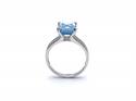 9ct White Gold Blue Topaz & Diamond Ring