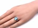 9ct White Gold Blue Topaz & Diamond Ring