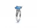 9ct White Gold Blue Topaz & Diamond Ring