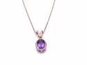 9ct Rose Gold Amethyst Pendant & Chain