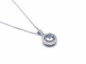9ct Aquamarine & Diamond Pendant & Chain 0.20ct