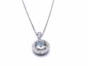 9ct Aquamarine & Diamond Pendant & Chain 0.20ct