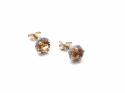 9ct Yellow Gold Citrine & Diamond Stud Earrings