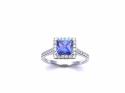 Platinum Tanzanite and Diamond Cluster Ring 0.30ct