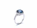 Platinum London Blue Topaz & Diamond Cluster Ring