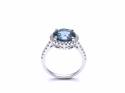 Platinum London Blue Topaz & Diamond Cluster Ring