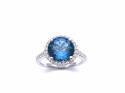 Platinum London Blue Topaz & Diamond Cluster Ring