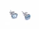 9ct Blue Topaz & Diamond Cluster Earrings