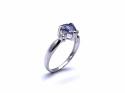 14ct White Gold Iolite & Diamond Ring