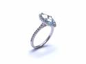 Platinum Aquamarine & Diamond Halo Ring