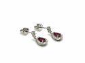 9ct White Gold Ruby & Diamond Cluster Earrings