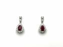 9ct White Gold Ruby & Diamond Cluster Earrings