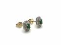 9ct White Gold Emerald & Diamond Cluster Earrings